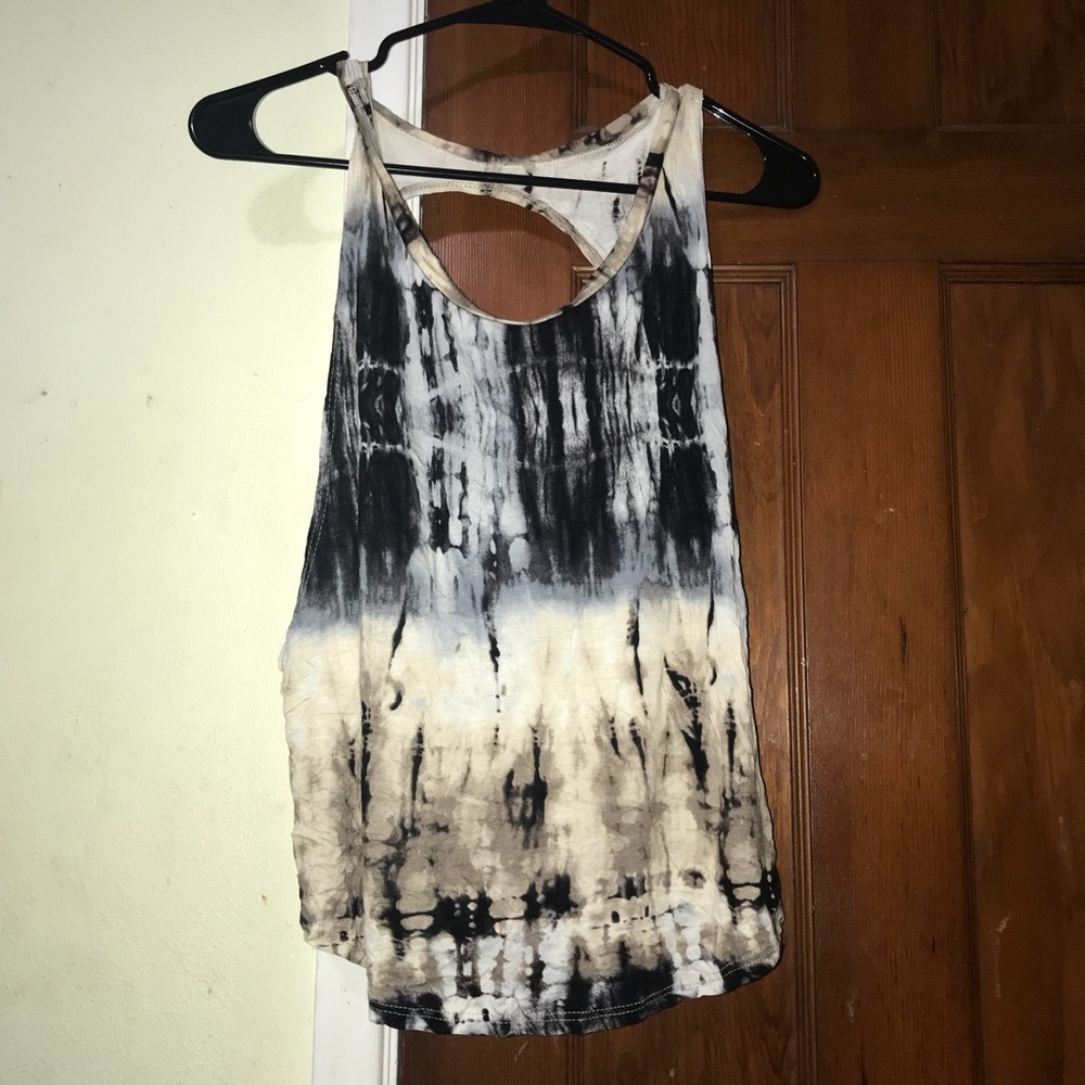 Black Tan & Gray Tie Dye Tank Top